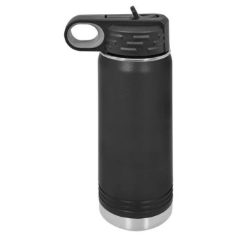 Powder-Coated Luxury Vacuum Flat Insulated Sports Water Bottle with Steel Lid Loop